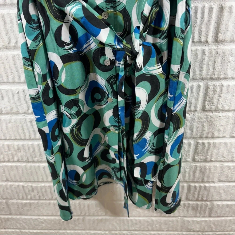 Jim Thompson 100% Silk Dress Teal Mod 6 - Picture 4 of 6